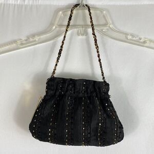 Magid black beaded clutch evening purse